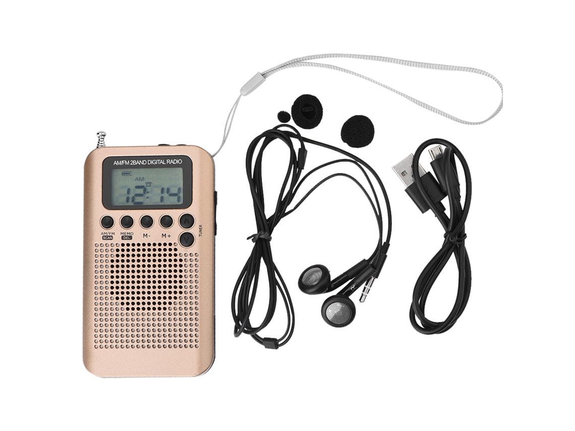 Radio Digital Portátil Am/fm De 2 Bandas Con Pantalla Lcd, Sintonización Digital Y Auriculares.