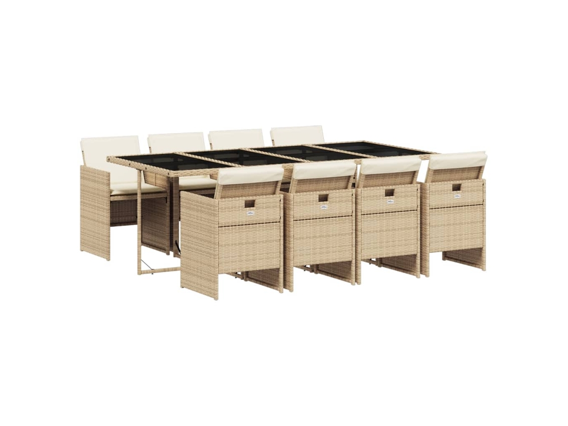 Maison Exclusive - Set Comedor De Jardín 9 Pzas Con Cojines Ratán Sintético Beige