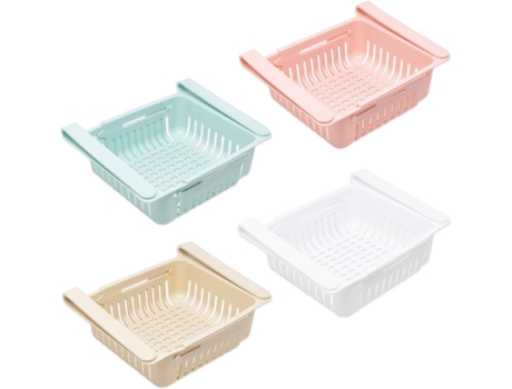 Organizador de cajones de nevera (paquete de 4 – 8.5 x 6.7 x 3.3 pulgadas) cajones de nevera para estantes – Organizador de cocina ajustable con ca...