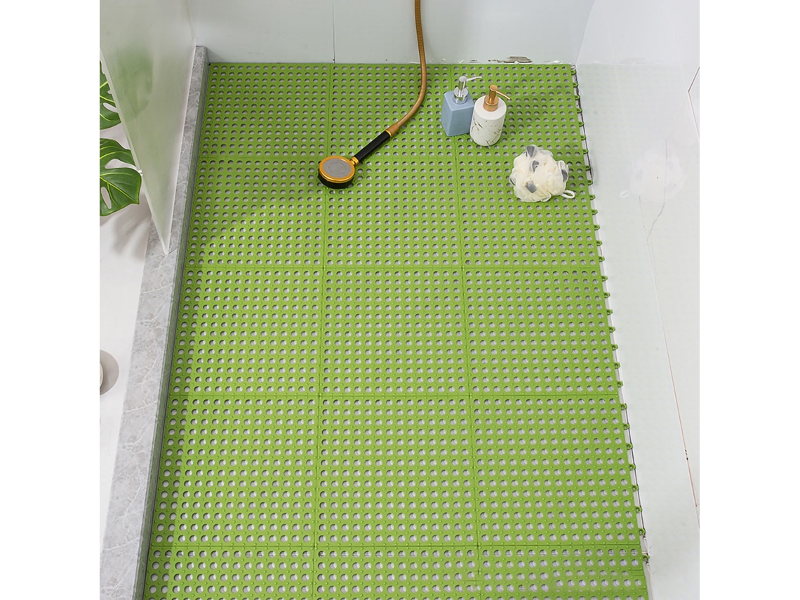 Alfombrilla De Baño Antideslizante Con Diseño De Mosaico (10 Unidades) Con Ventosas, De Plástico, Para Cocina Y Baño, Color Verde, 30x30cm