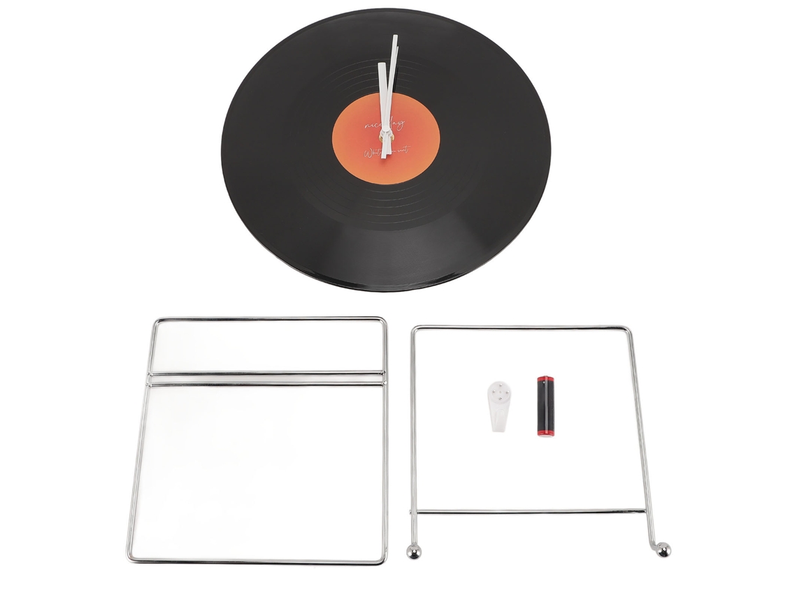 Relógio De Parede De Vinil 12 Polegadas Decorativo Retro Laranja Para Casa Café Escola