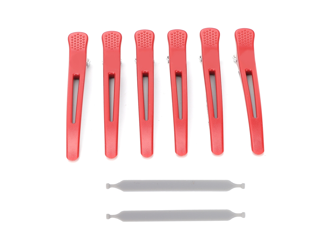6pcs Prendedores De Cabelo Profissionais De Bico De Pato Anti-deslizante Para Cortar E Estilizar Cabelo (vermelho)