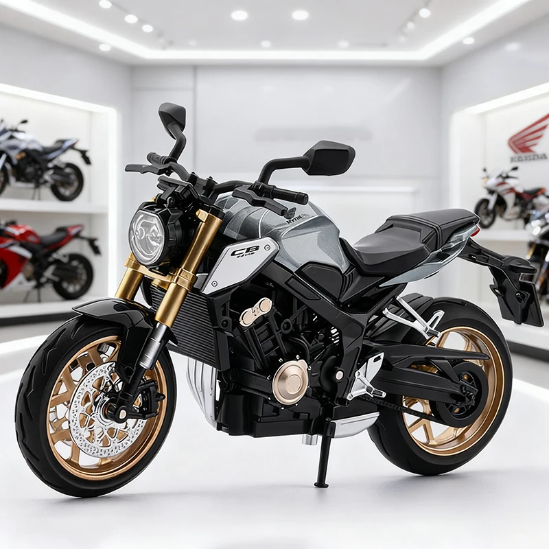 (gris) Modelo De Motocicleta De Metal Fundido A Presión A Escala 1:12 Con Embrague Eléctrico, Coche De Colección