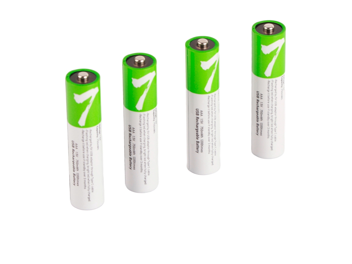 4 Pilas De Litio Recargables Aaa De 750 Mah Con Cable De Carga Usb De Alta Capacidad