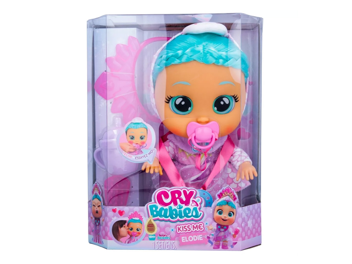 Bebé de Jugar IMC Crybabies Kiss Me Elodie (18 cm - Edad Mínima Recomendada 1,6 años)