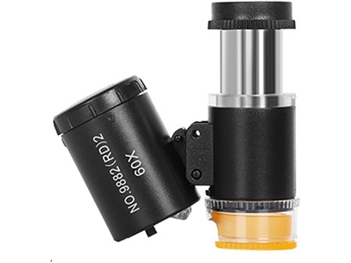 Kit De Mini Microscopio Portátil De Bolsillo Con Aumento De 60x Para Uso En Laboratorio, Funciona Con Pilas.