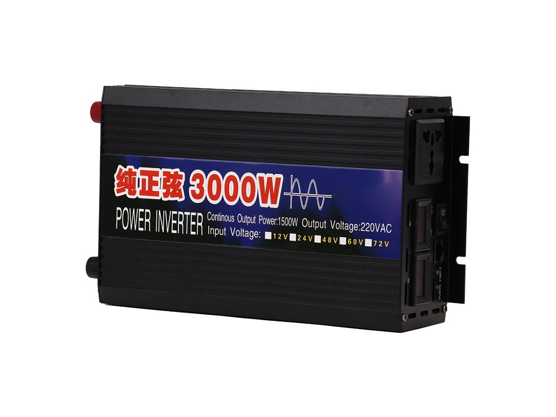 Inversor de onda sinusoidal pura de 3000 W, convertidor de 12 V CC a 220 V CA con pantalla digital dual para automóvil.