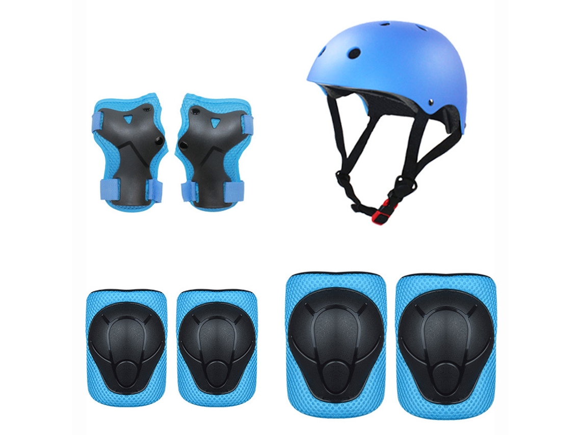 Bicicleta de equilibrio para niños Scooter Equipo de protección para montar Casco Juego de protección de 7 piezas YUYSAN Azul (S 12-30 kg)