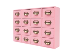 Organizador de cajones, 16 compartimentos, marco de madera resistente, rosa.