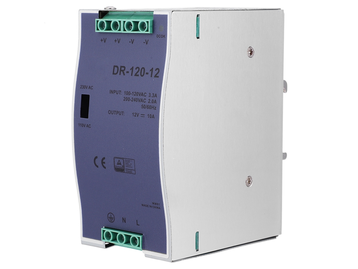 Fuente de alimentación para riel DIN 2026dz-DIN DR-120-12 de alta precisión, 120 W, 12 V, para equipos industriales.