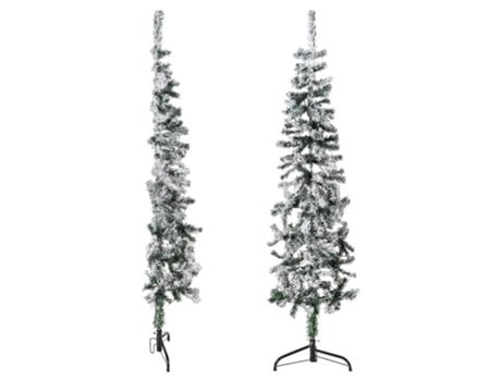 vidaXL Mitad árbol Navidad artificial estrecho con nieve 120 cm