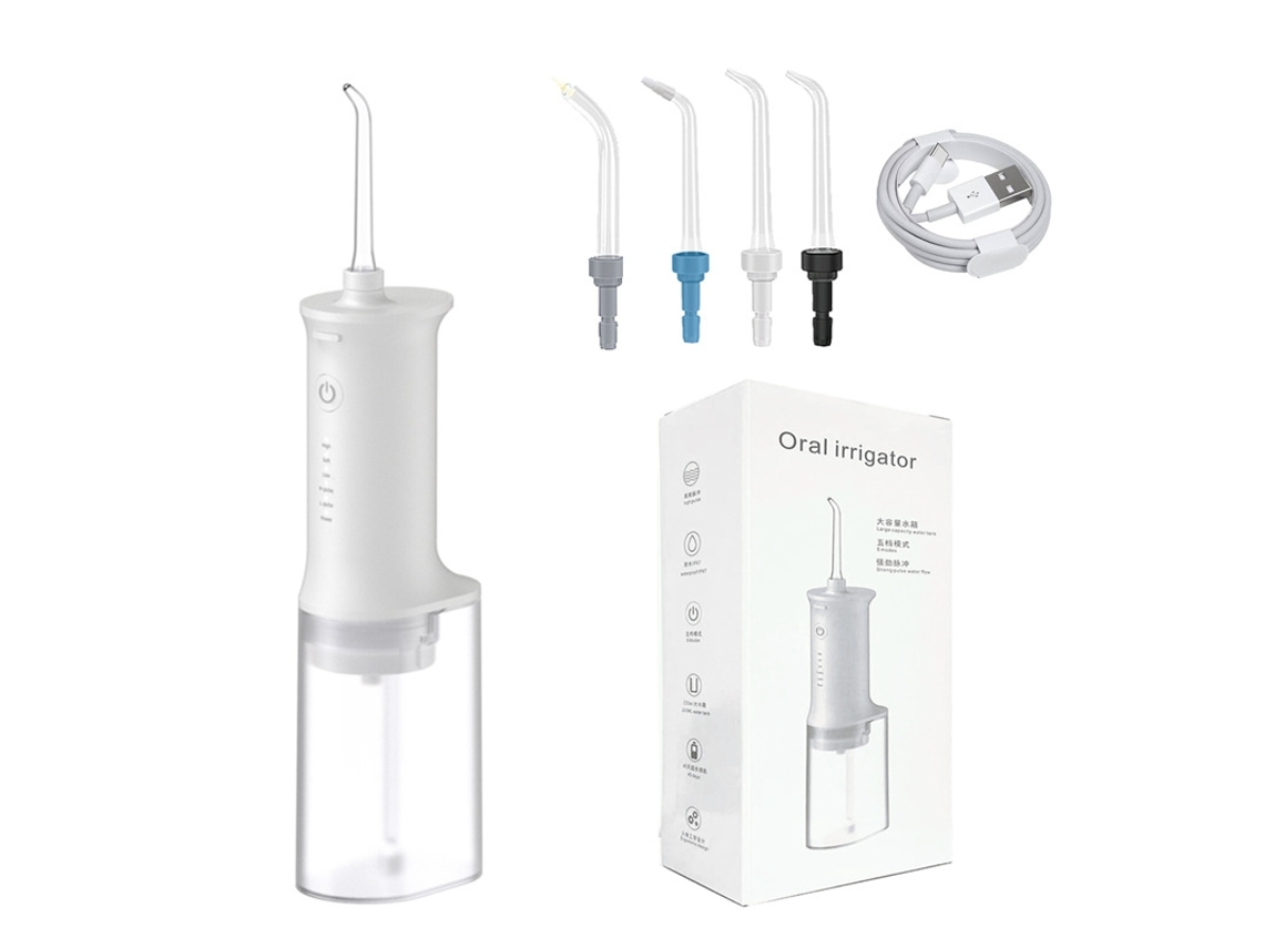 Irrigador bucal de hilo dental portátil de alta presión para eliminación de manchas y cálculos-F305 4 boquillas DIGITALLAB