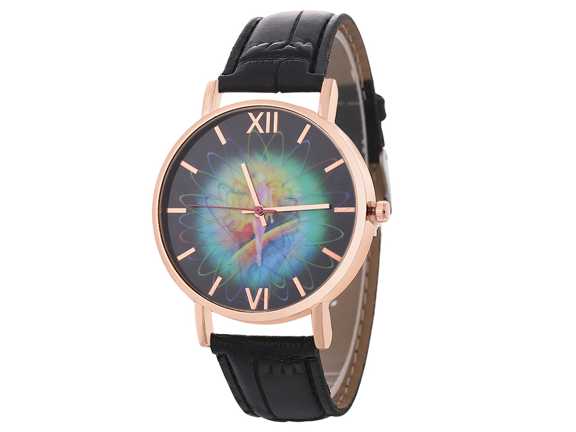 Reloj De Pulsera Analógico De Aleación Con Esfera Redonda, Cuarzo, Moda Para Hombres Y Mujeres, Color Negro.