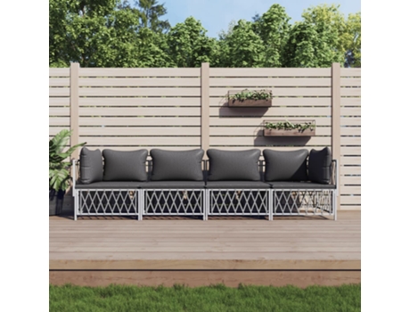Conjunto 4 de muebles de jardín VIDAXL y cojines acero blanco