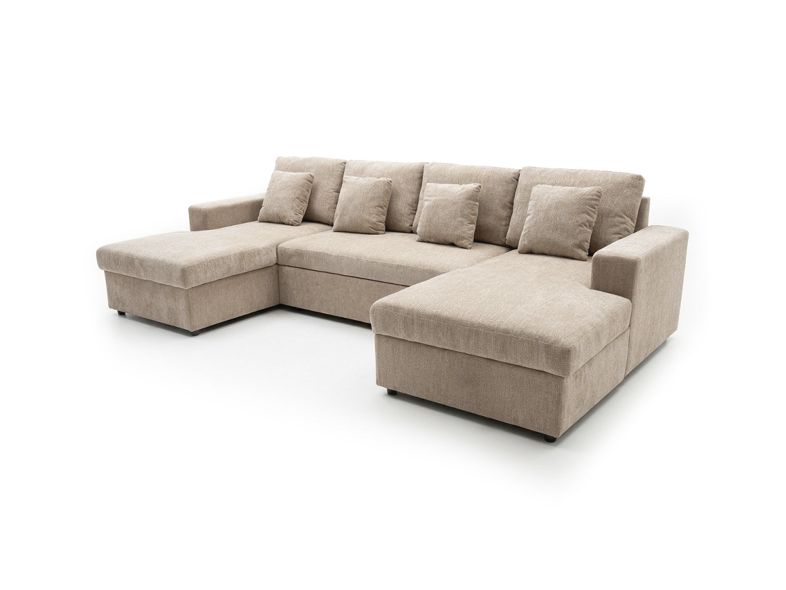 Sofá cama doble Castle Chaise Longue, 330 cm, beige