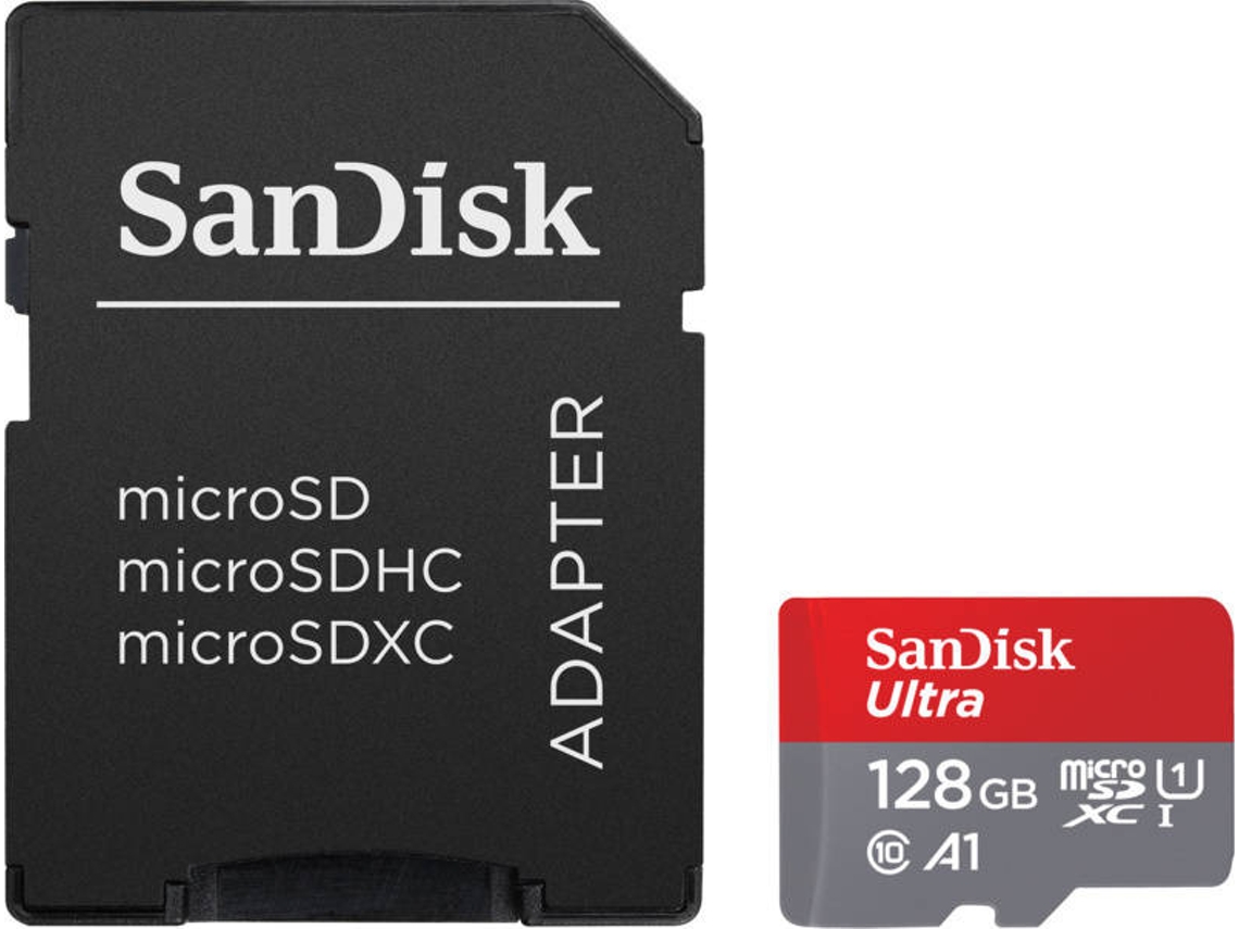 Tarjeta de Memoria SANDISK Ultra (128 GB - 140MB/s) + Adaptador