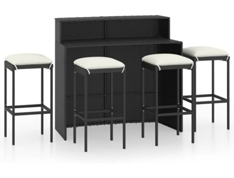 Conjunto 5 de muebles de bar de jardín de VIDAXL y cojines negro