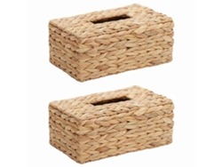 Juego de 2 fundas para cajas de toallas de papel naturales de jacinto de agua EXCLUSIVA DE LA CASA
