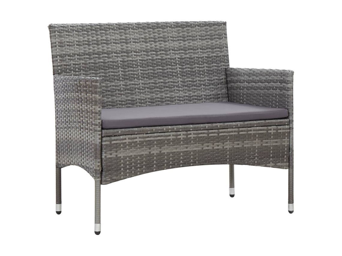 Conjunto de jardín de 4 piezas DKD Home Decor con cojines de mimbre gris