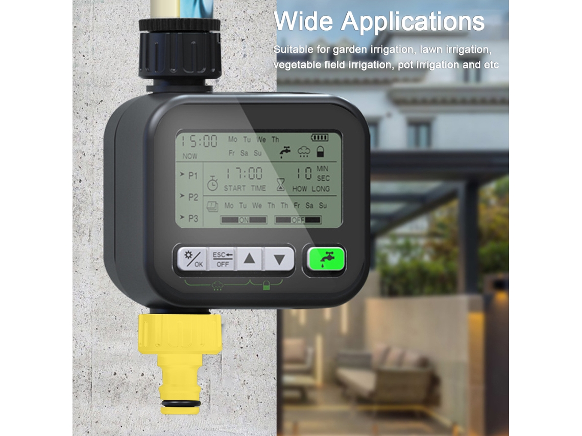 Programador De Riego Inteligente Con Sensor De Lluvia Y Bloqueo Infantil Para Jardín Y Balcón