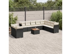 Conjunto de sofás de jardín de 11 piezas DKD Home Decor con cojines de mimbre negros
