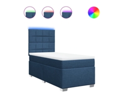 Maison Exclusive - Cama Box Spring Con Colchón Tela Azul 90x200 Cm