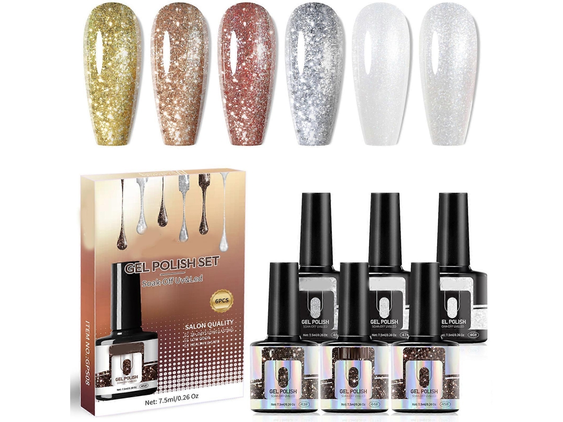 Elegante set de uñas de gel con 6 tonos de secado rápido para mujeres y amantes de la moda. Fácil de aplicar. Hengrongshen
