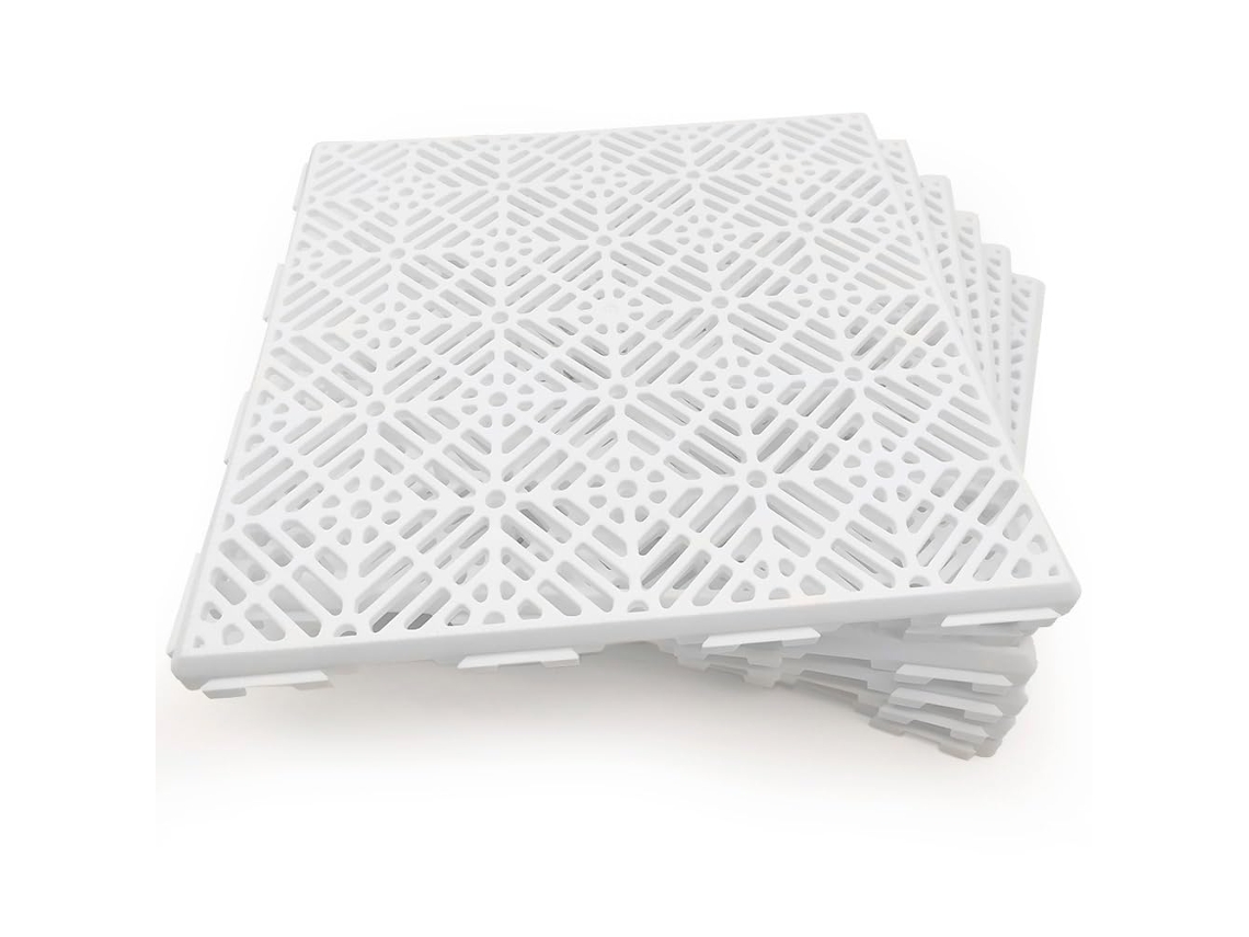 Pack 12 Losetas 30x30x1,5cm (≈1m² - Blanco) - Autoventiladas Para Piscinas, Camping, Duchas, Vestuarios, Zonas Húmedas, Perreras, Trasteros…
