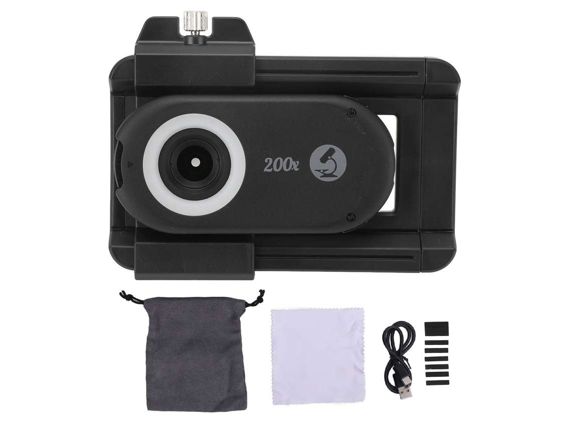 Lente Microscopio Para Teléfono Con Luz Led, Filtros Cpl Y Clip, Microscopio Digital Portátil Recargable 200x