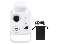 Microscopio de bolsillo portátil HD de 200 aumentos con ajuste de brillo de 2 niveles y luz de relleno para observación y aprendizaje.