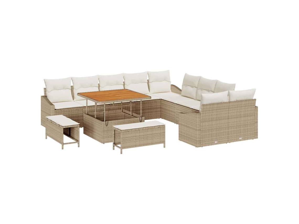 Maison Exclusive - Juego de sofás de jardín de ratán sintético beige de 13 piezas