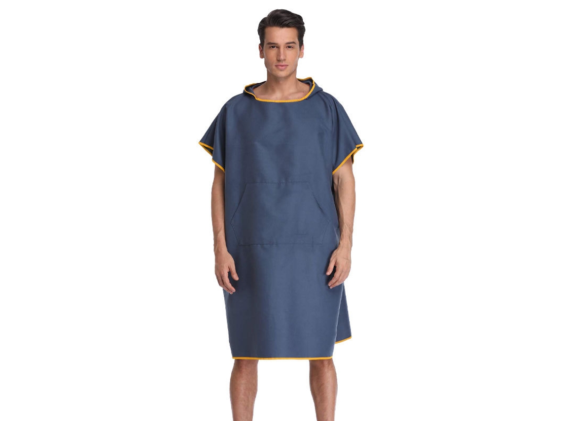 Abrigo De Playa De Secado Rápido Con Ribete En Contraste Navyblue