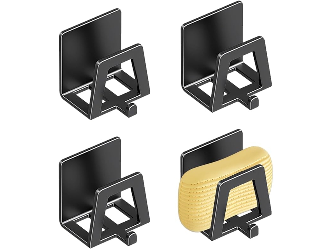 Soporte para esponjas de cocina para fregadero, 4 piezas con gancho, estante de almacenamiento de metal ZYBLSSBB