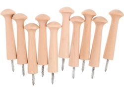 Juego De 10 Gancho De Madera Atornillables, Multiusos, 7 Cm