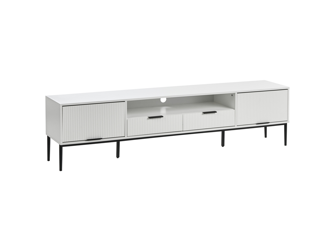 Mueble de TV Beliani Leduc MDF Blanco 200x40x52