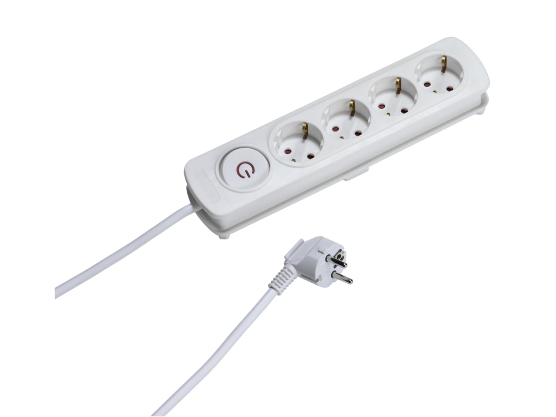 Alargador 4T VIVANCO con interruptor 2.5 m (Blanco)