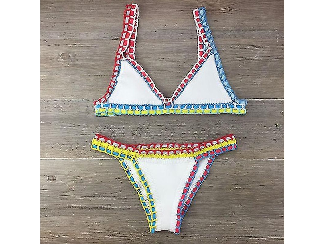 2026-traje De Baño Bikini Crochet Mujer Sexy Bandage Brasilero Sin Algodón Poliéster Elástico Talla Normal 2023