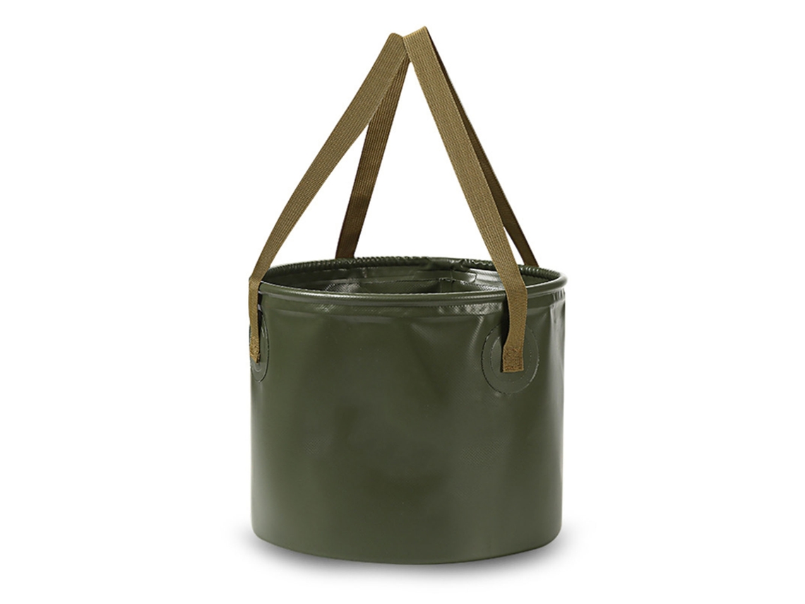 Cubo Plegable Impermeable De 10 Litros Para Exteriores, Color Verde Bosque, Ideal Para Acampar, Picnics, Lavarse Los Pies Y Bañarse.