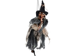 Bruja Voladora De Halloween - Decoración De Bruja Con Luz, Figura Voladora A Pilas, Tela Duradera Y A La Intemperie