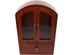 Organizador De Escritorio Retro De Madera Con 1 Cajón Y 2 Puertas De Cristal - Unidad De Almacenamiento Compacta