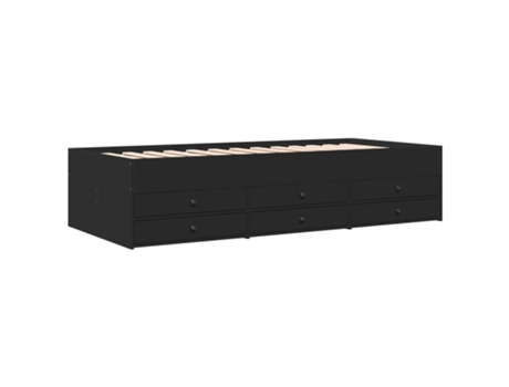 Tumbona con cajones madera de ingeniería negro VIDAXL (90 x 200 cm)
