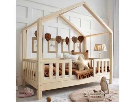 Cama con Pies Barreras Somier Lamas Roxane PETITS-MEUBLES Madera Beige (90x190)
