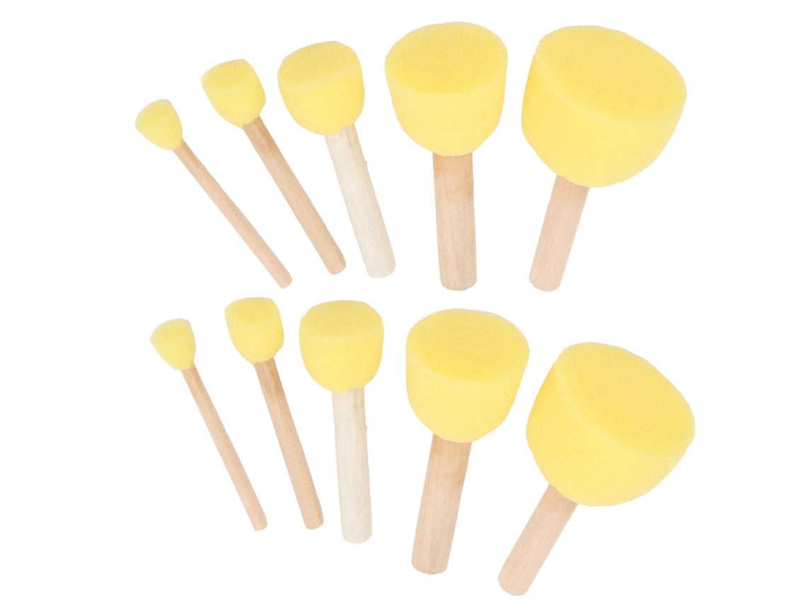 Juego De 20 Pinceles De Espuma Amarillos Con Forma De Hongo Para Manualidades Y Arte Infantil. Regalo Ideal.