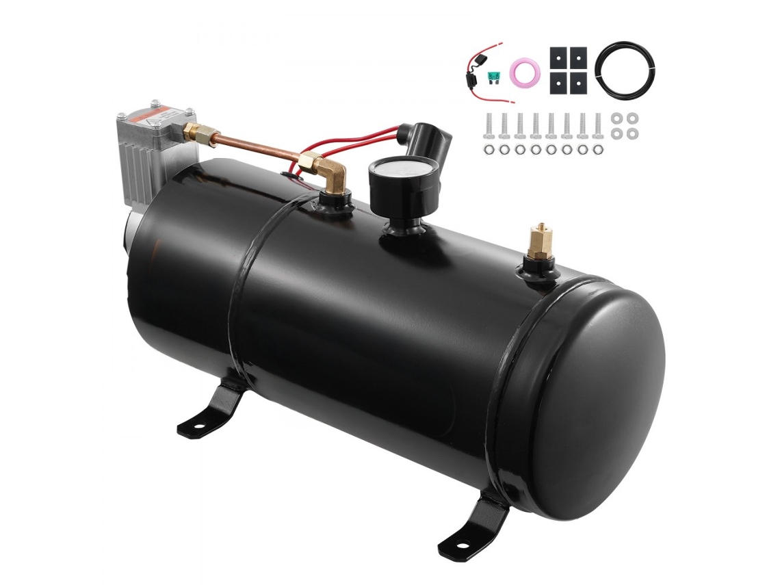 Compresor de aire de 12 V con tanque de 3 L, manómetro y control de presión Tekmaquinas