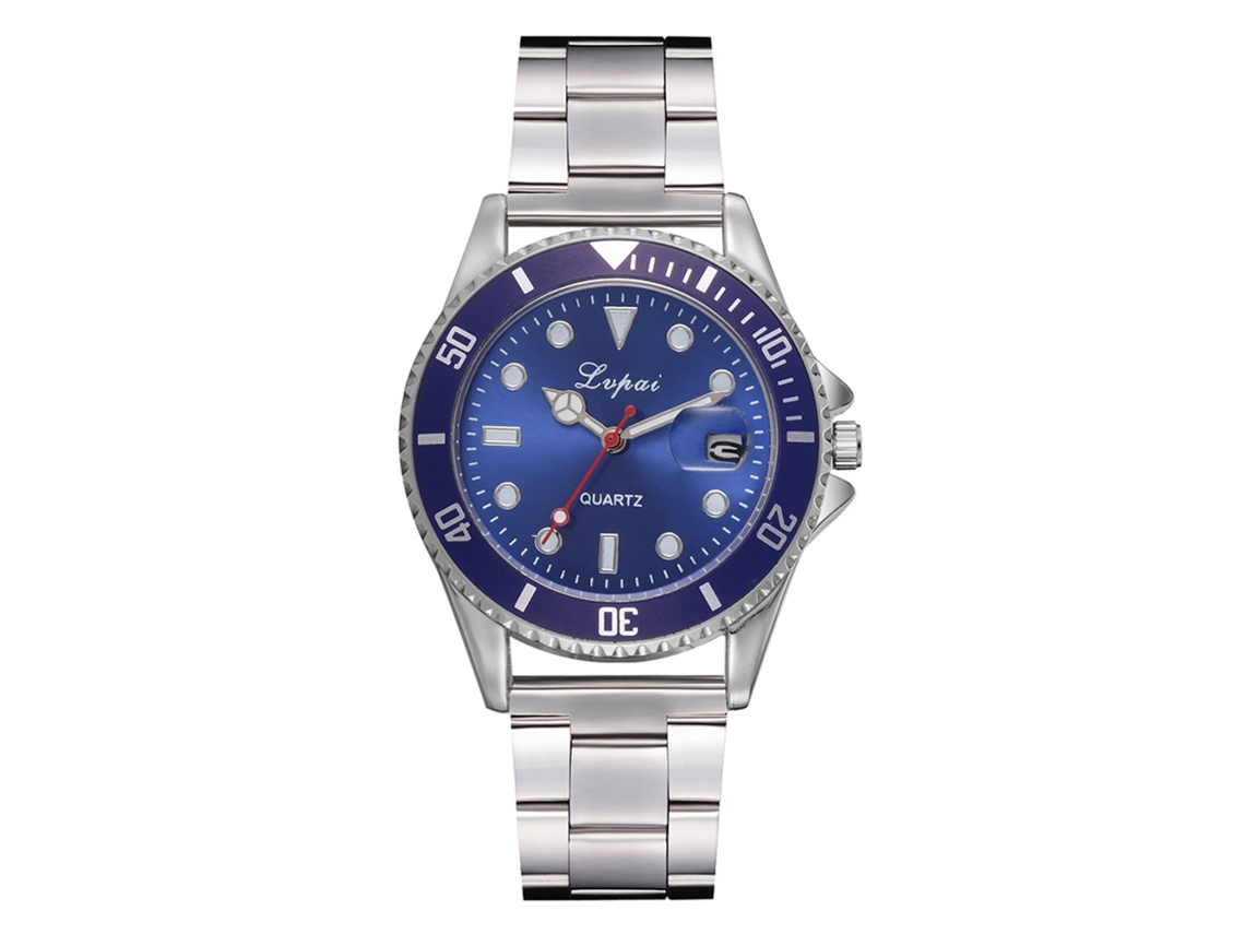 Reloj Unisex De Negocios Con Correa De Acero Y Movimiento De Cuarzo Azul.