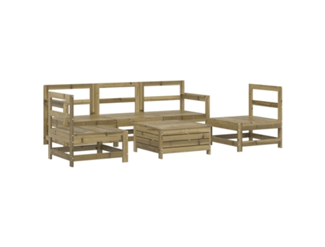 Conjunto 6 de sofás de jardín VIDAXL madera de pino impregnada
