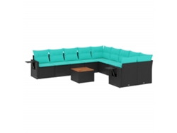 Maison Exclusive - Conjunto De Sofá De Jardín De 11 Piezas Con Cojines, De Poliratán Negro