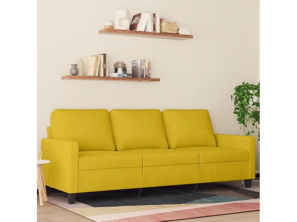 Sofá De 3 Plazas | Sofá De Salón | Sofá De Descanso Terciopelo Amarillo 180 Cm