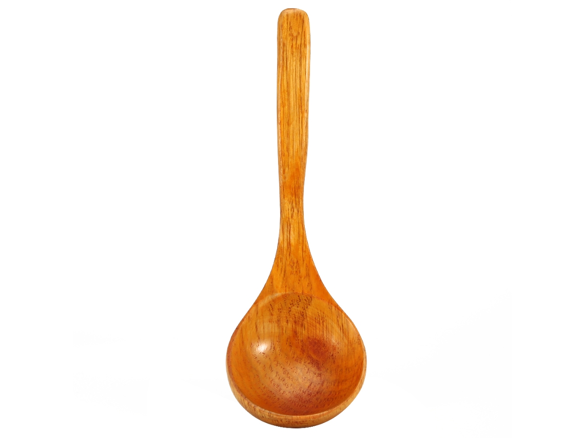 Cuchara de madera natural con mango en forma de gancho para cocina, color claro