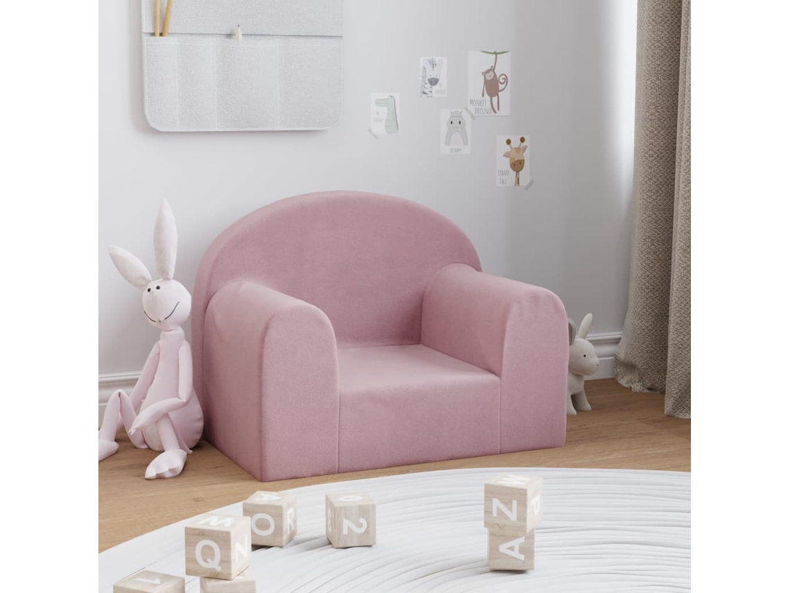 Sofá infantil de peluche rosa suave Wsd747488 Adorable Home